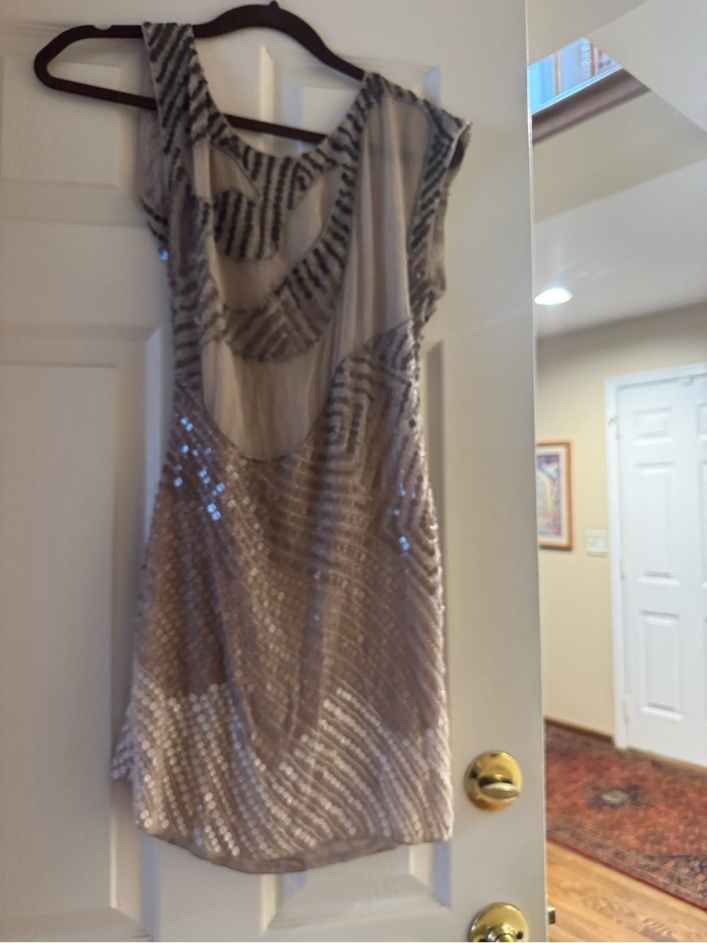 Alice + Olivia gold Sequin Cowl Neck Mini Dress - Picture 2 of 3